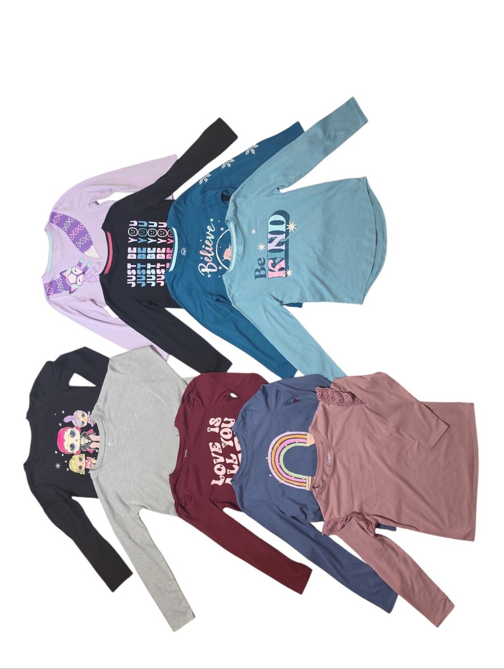 Bundle Lot Girls Long Sleeve Shirts Size 8